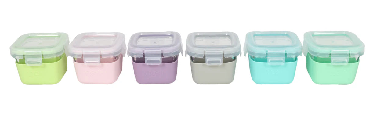 Pack de 3 Contenedores de Vidrio - Lima, Verde y Celeste