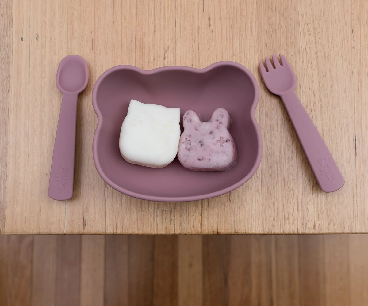 Bowl Oso con Ventosa y Tapa - Rosa Viejo