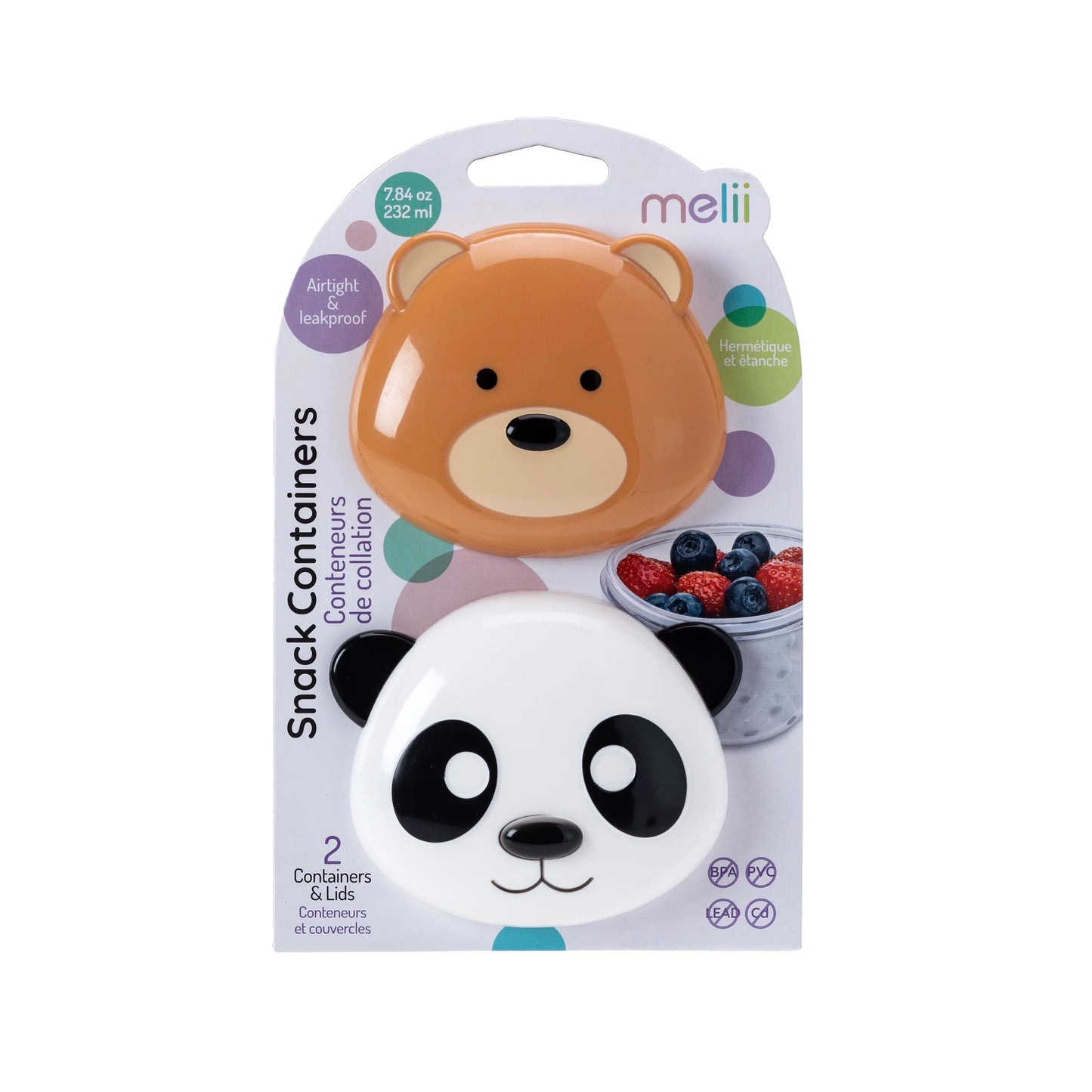 Pack de 2 Contenedores para Snack - Oso y Panda