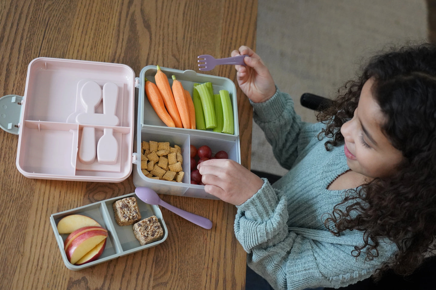Lonchera Bento Box con Cubiertos - Rosada