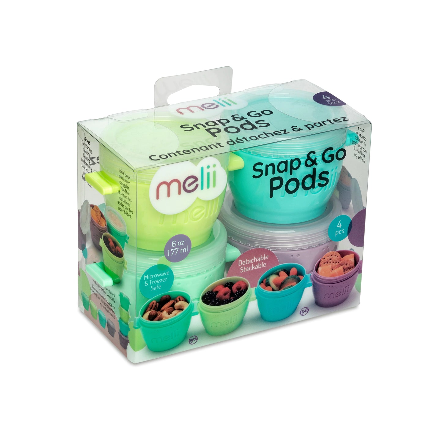 Pack 4 Contenedores Snap & Go 177 ml